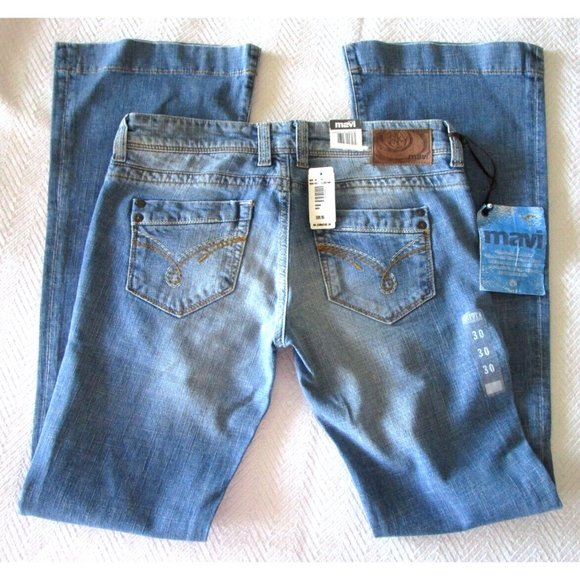 Mavi Kate Bellbottom Jeans 30/34 - Light Bohemian Star Denim 60's Flare NewWTags - Picture 5 of 7